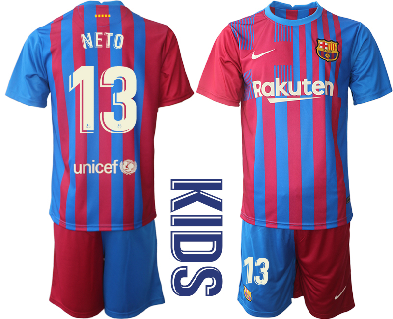 Youth 2021-2022 Club Barcelona home red #13 Nike Soccer Jerseys